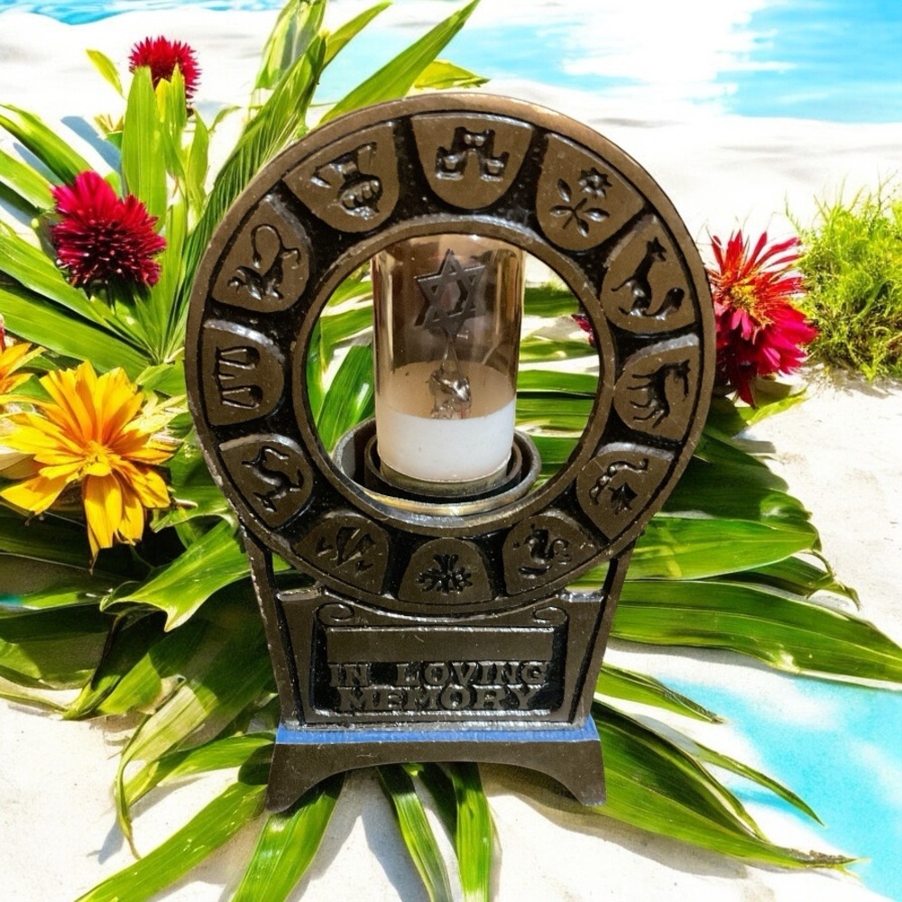 Bronze Memorial Yahrzeit Candle Holder